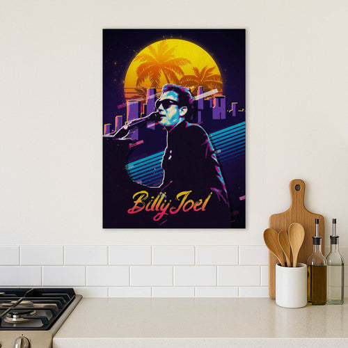 Billy Joel Retro · Wood Print