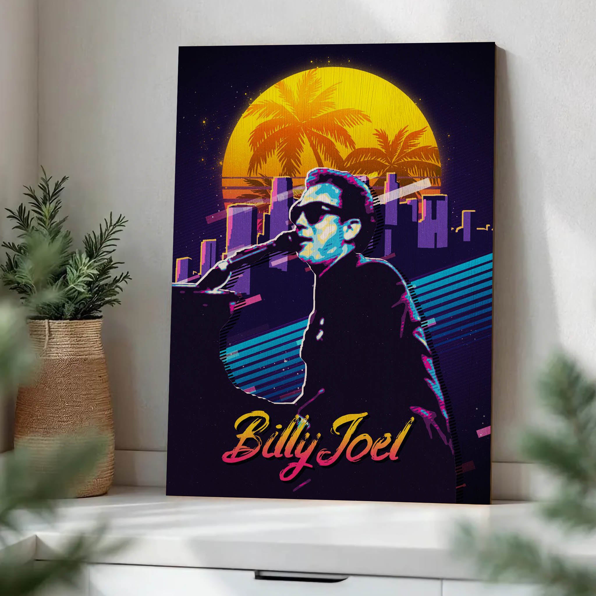 Billy Joel Retro · Wood Print