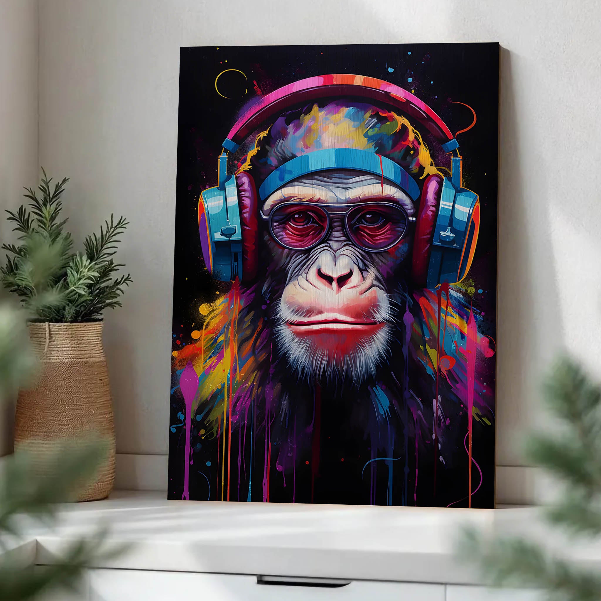 DJ Monkey · Wood Print